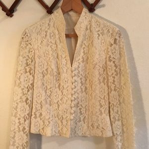 Lace Victorian jacket in cream, size M
